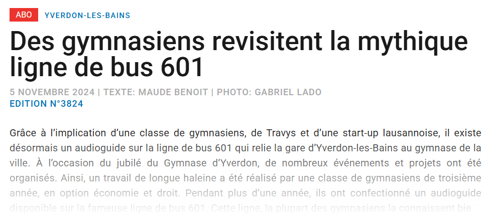 Yverdon · ligne 601